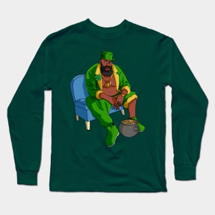 Black Leprechaun Gangster St Patricks Day Long Sleeve T-Shirt